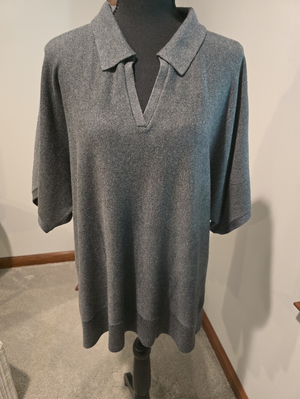 SOMA NWOT! Gray Collared V-Neck Knit Sweater